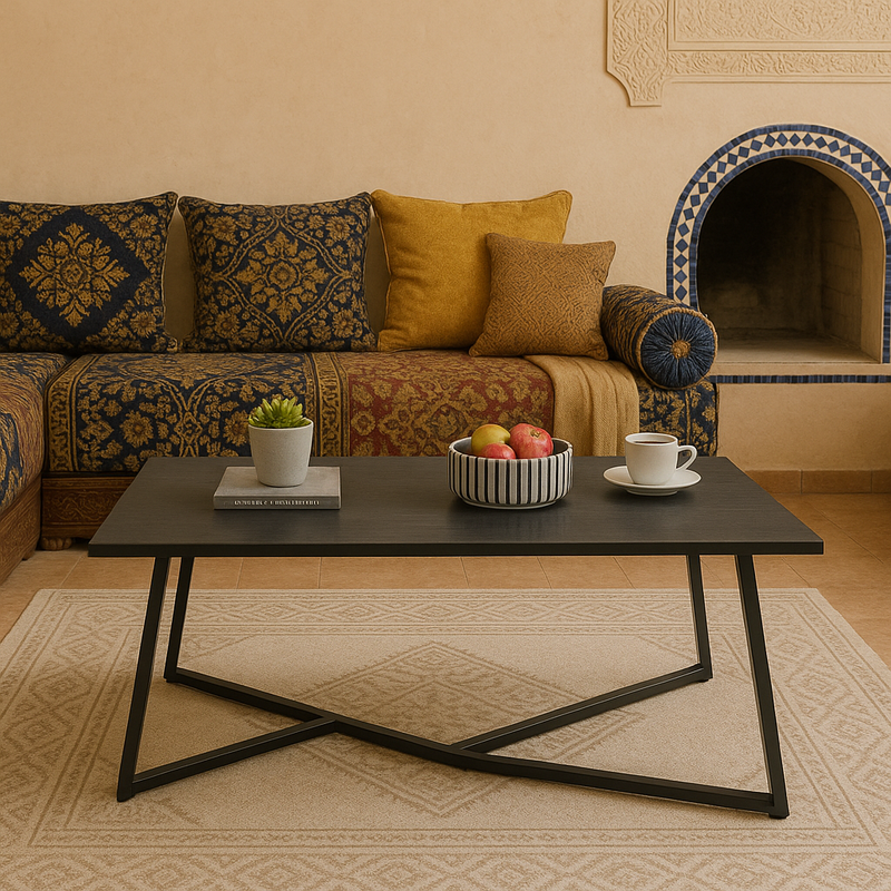 Meuble central design pour salon marocain traditionnel
