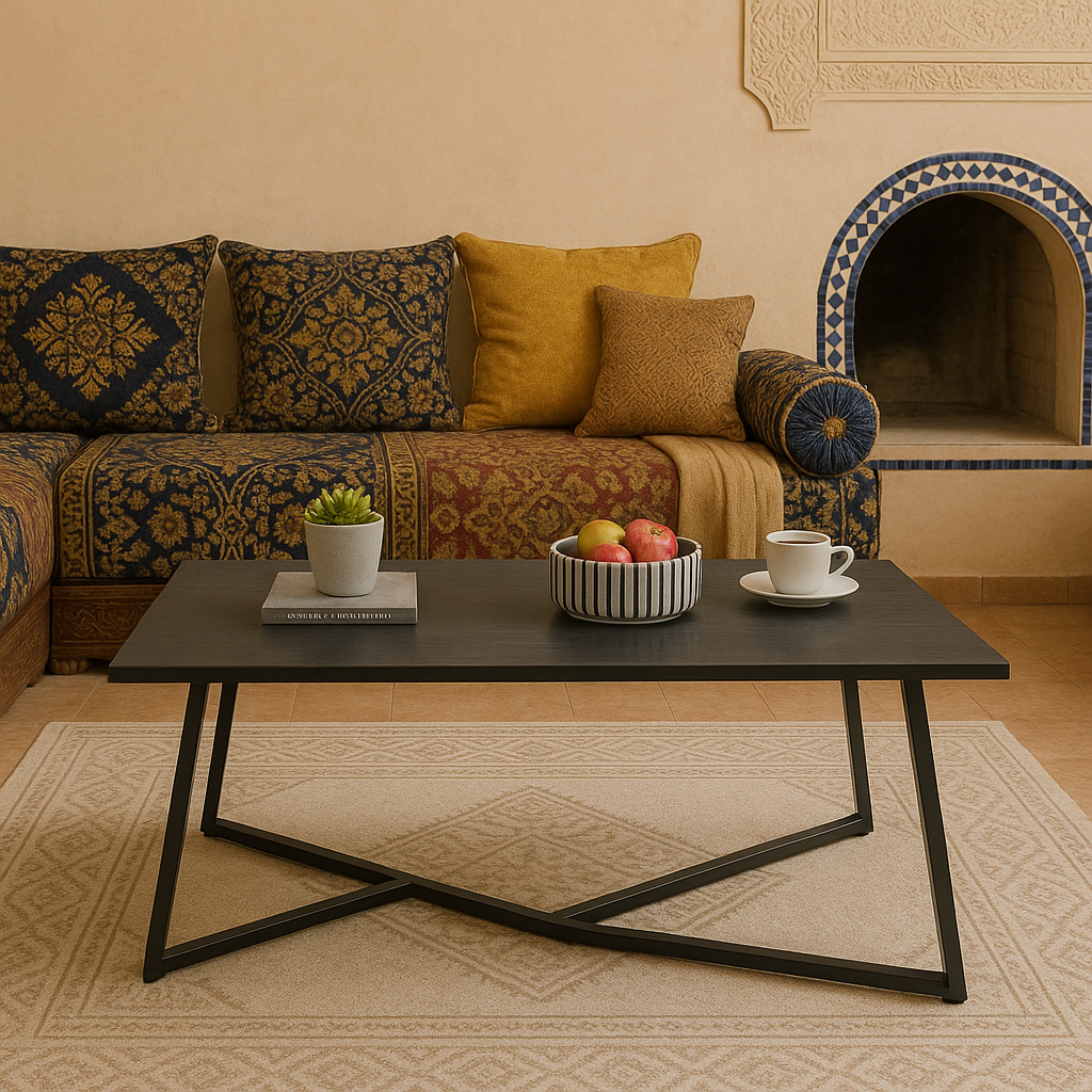 Meuble central design pour salon marocain traditionnel
