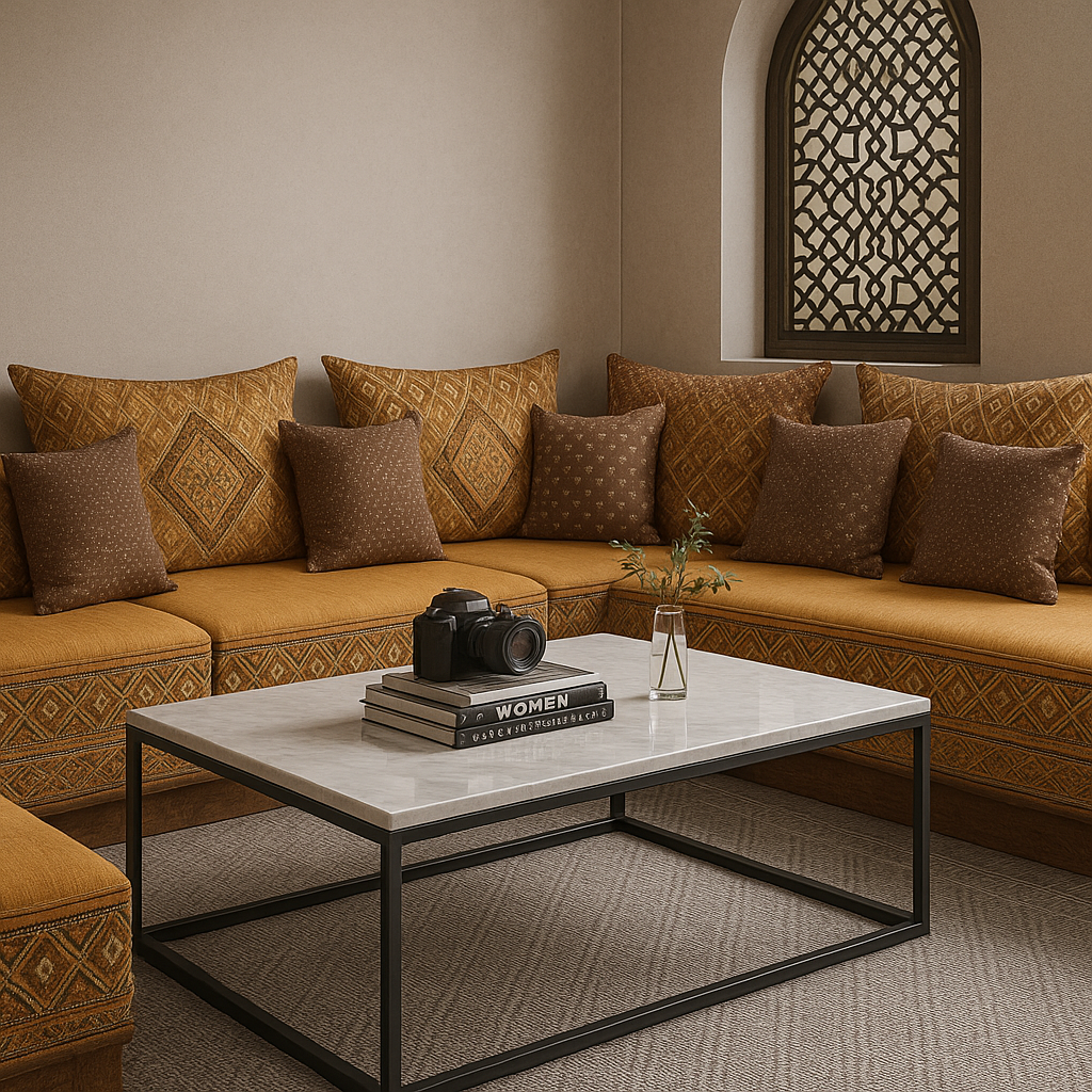 table basse marbre pour salon marocain