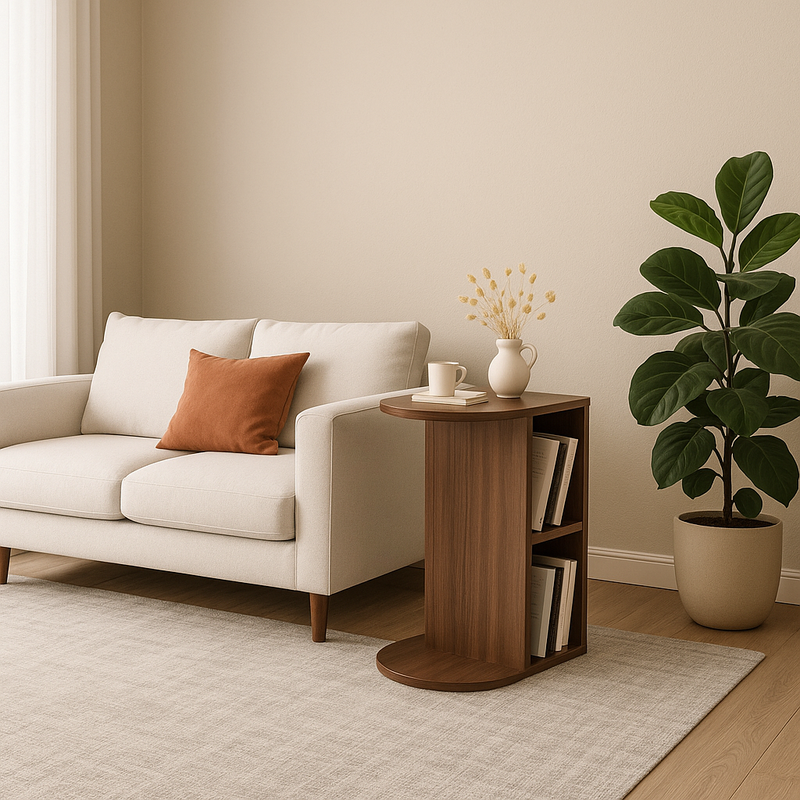 Table de chevet à Casablanca – Bois massif et design minimaliste pour intérieur moderne