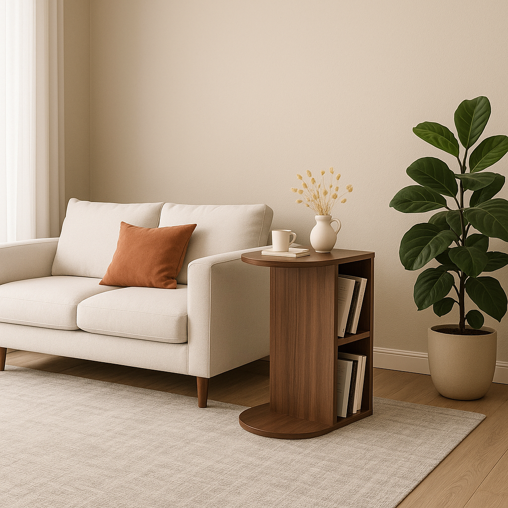 Table de chevet à Casablanca – Bois massif et design minimaliste pour intérieur moderne