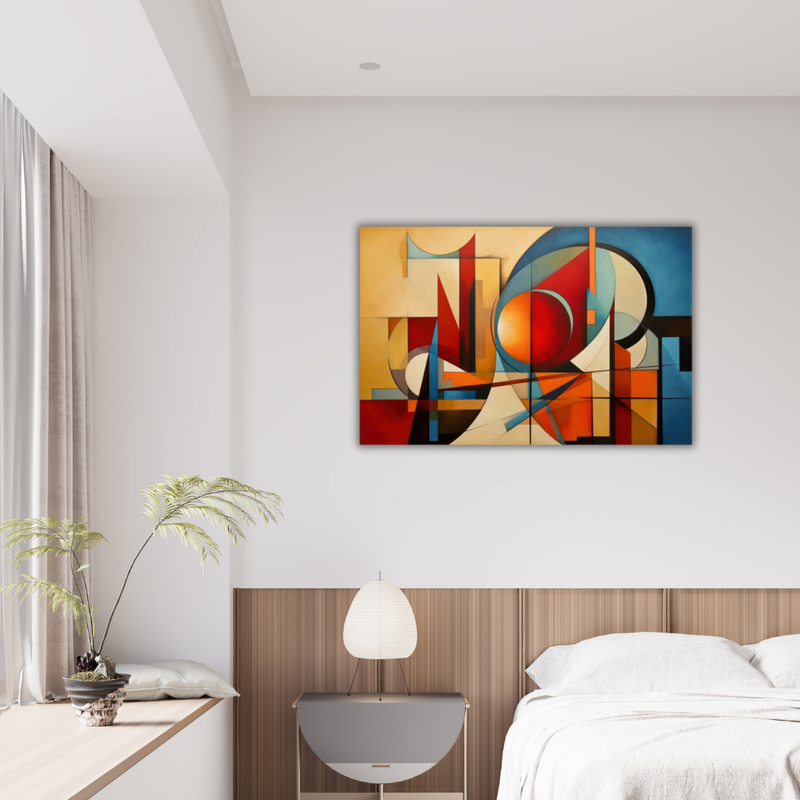 Tableau artistique dans un salon marocain massinart avec influences orientales et modernes