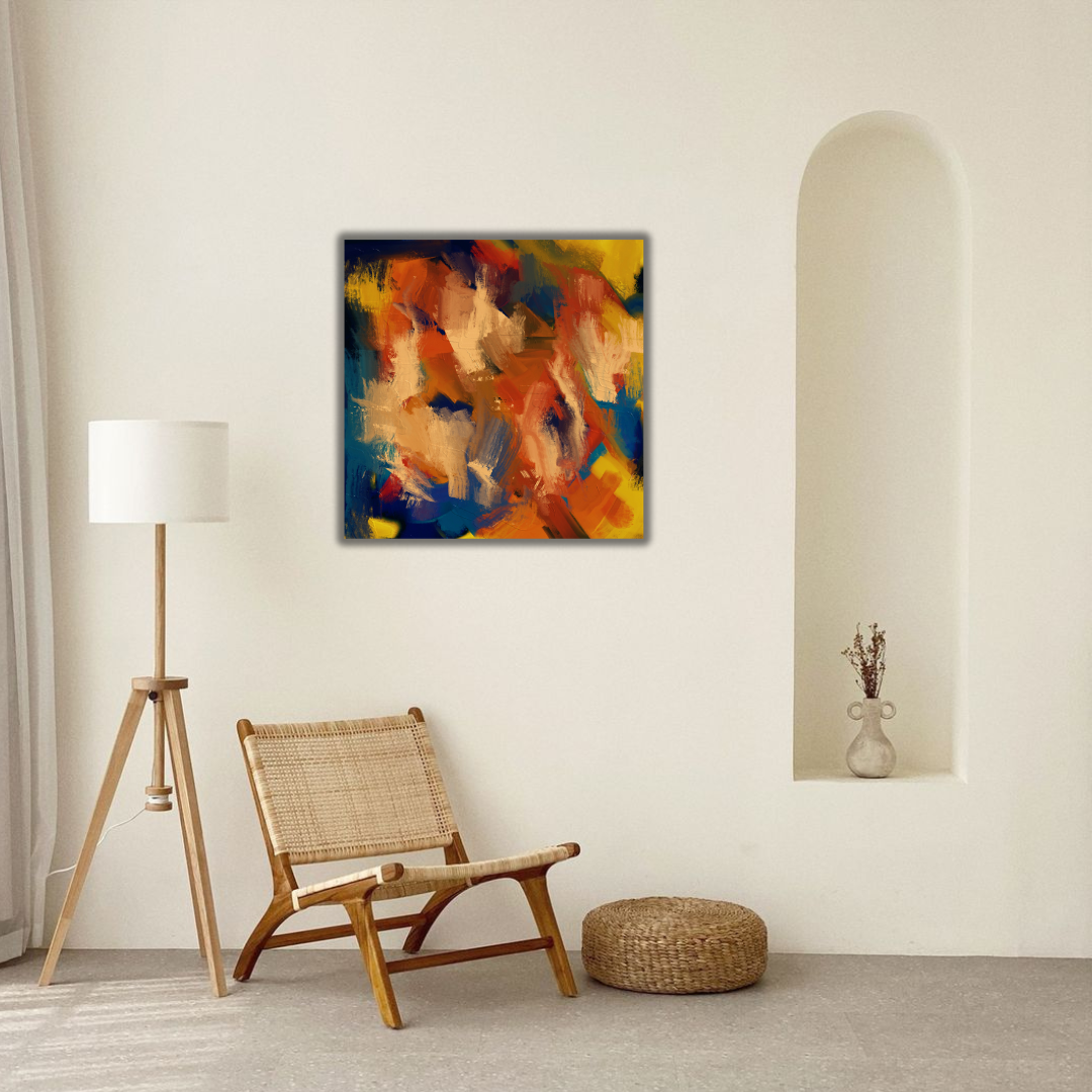 tableau abstrait marocain qui allie intensité visuelle et profondeur artistique