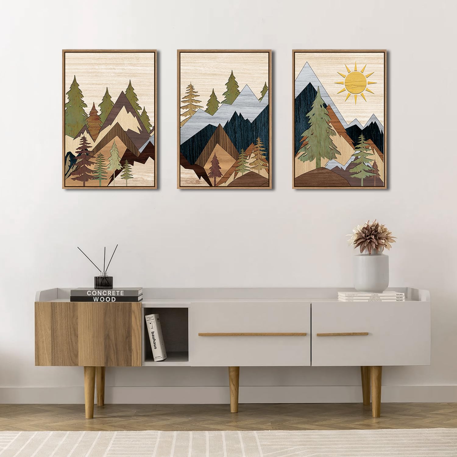 Tableaux salon marocain avec symboles de nature et élévation