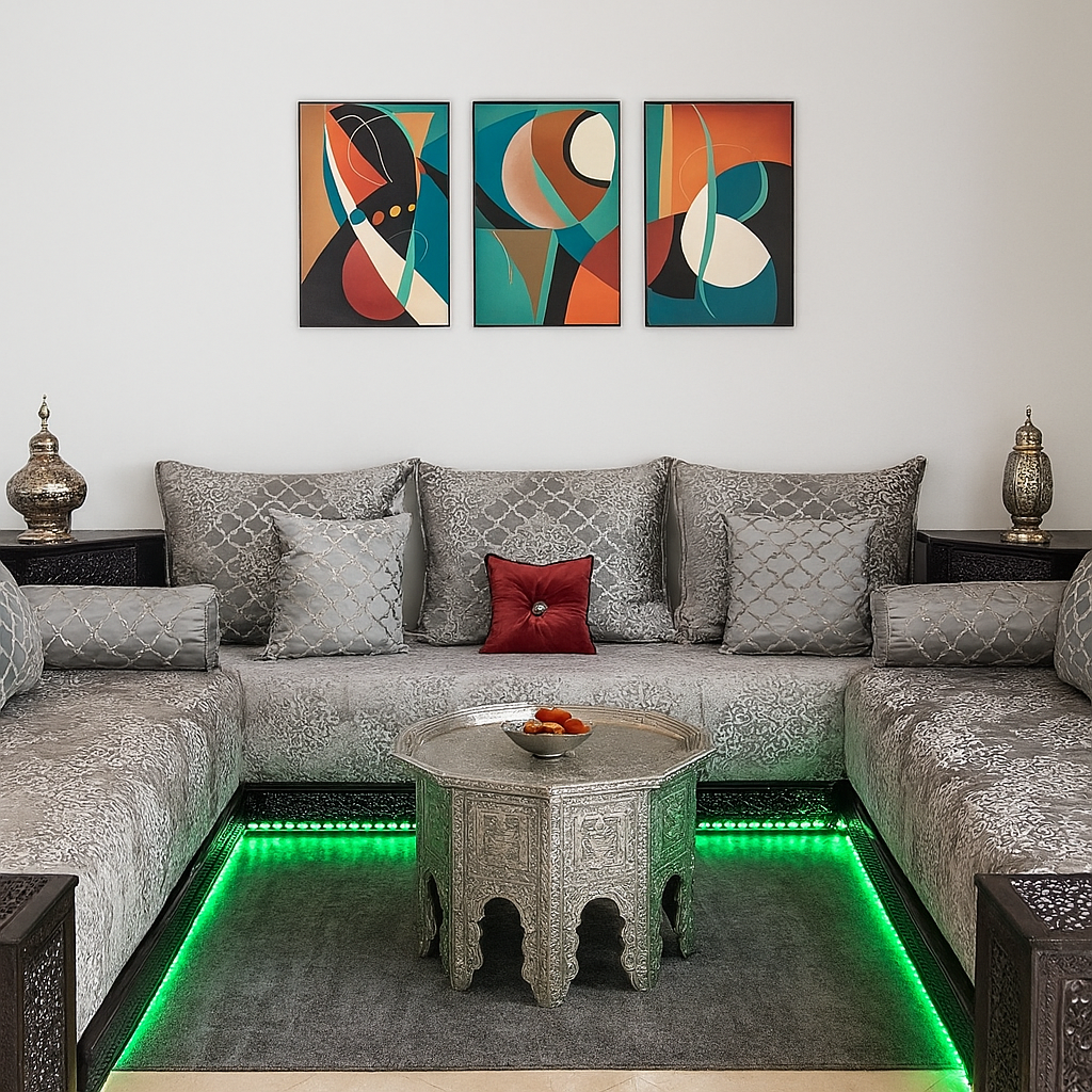triptyque tableau mural artistique pour salon maroc moderne