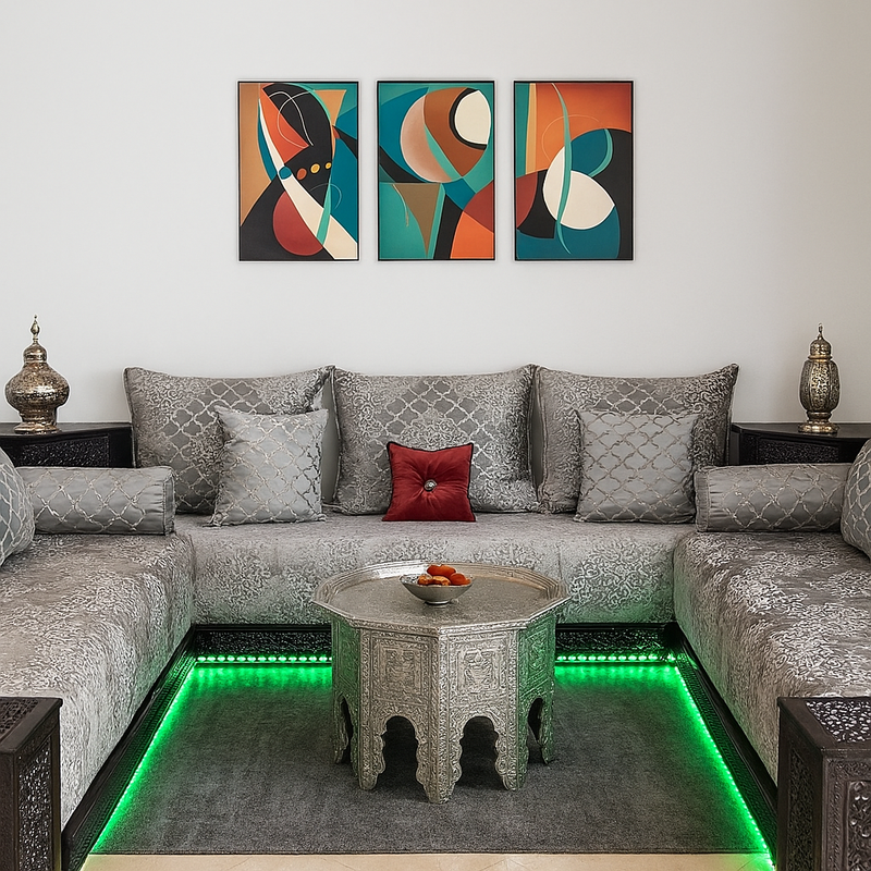 triptyque tableau mural artistique pour salon maroc moderne