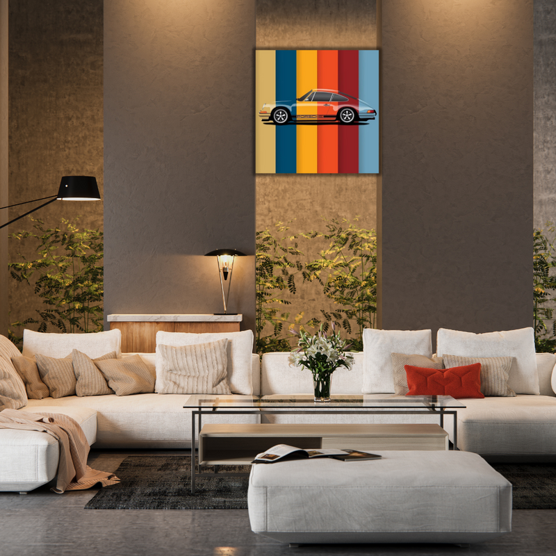 Tableau Pop Art aux Couleurs Chaudes et Dynamiques voiture