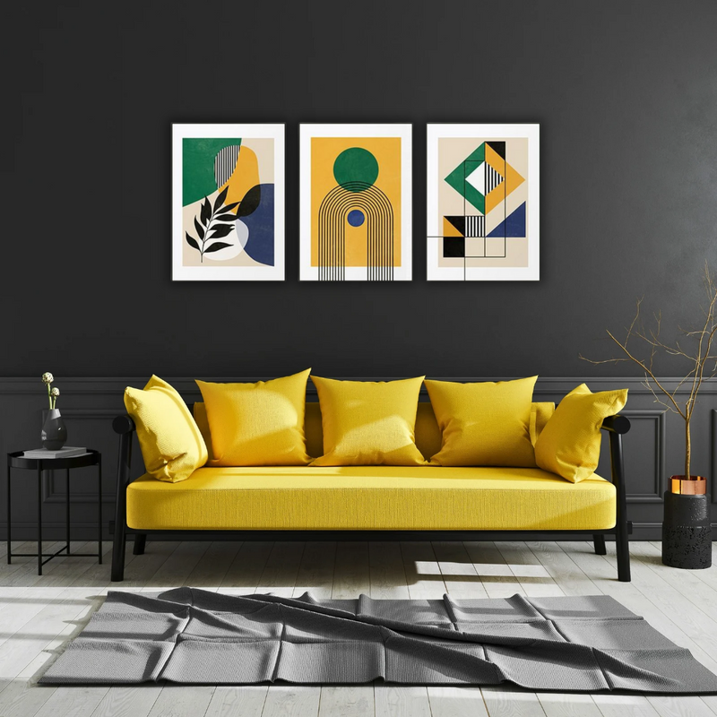 trio d’art mural au croisement du Pop Art et de l’abstraction marocaine