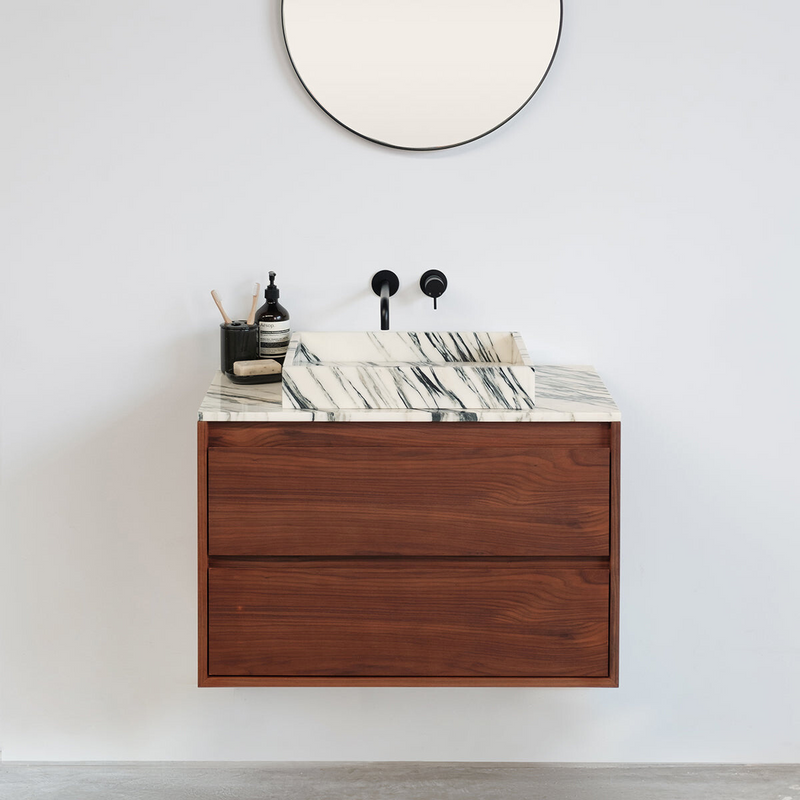 Vasque design en marbre pour salle de bain haut standing au Maroc
