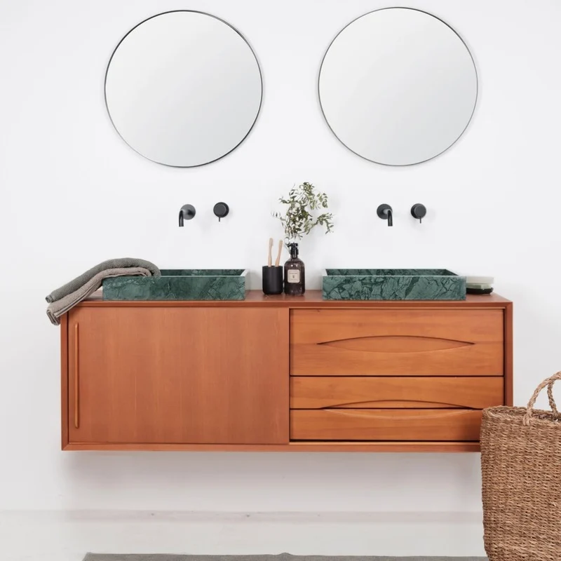 Lavabo rectangulaire en marbre vert avec finition polie