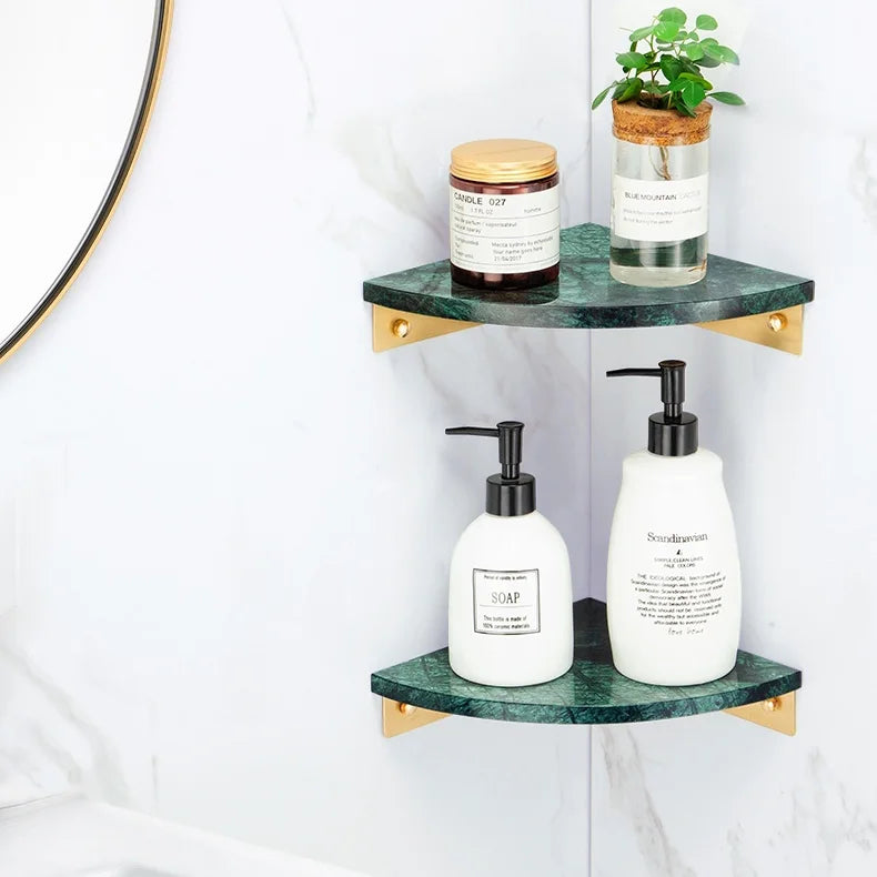 Etageres murales en marbre vert pour salle de bain