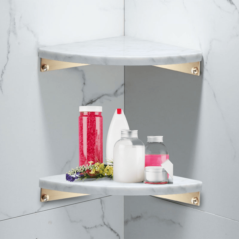 Lot 2 etageres en marbre blanc pour salle de bain au maroc