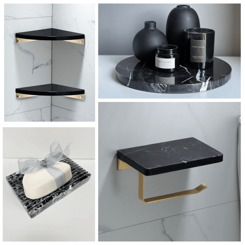votre salle de bain en un espace luxueux avec notre collection d’accessoires en marbre noir
