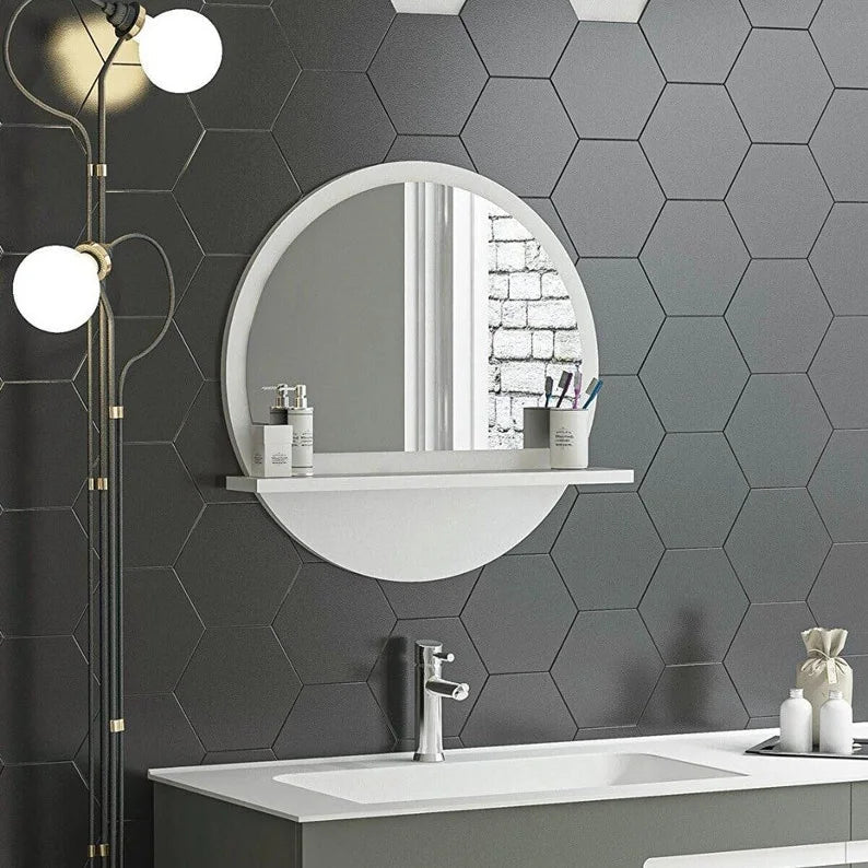 Miroir rond avec étagère moderne au Maroc